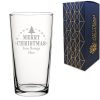 Personalised Engraved Novelty Christmas Pint Beer Glass with Merry Christmas Tree Design, Customise with Any Name or Message
