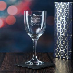 Engraved 290ml Campana White Wine Glass with Gift Box