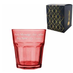 Engraved 305ml Red Coloured Water Glass with Gift Box