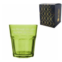 Engraved 305ml Green Coloured Water Glass with Gift Box