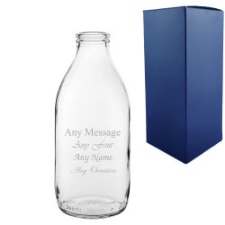 Engraved Glass Milk Bottle 20oz/591ml, Quirky Cocktail Glass, Any Message
