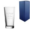 Engraved 20oz/591ml Perfect Pint Glass, Any Message for Any Occasion