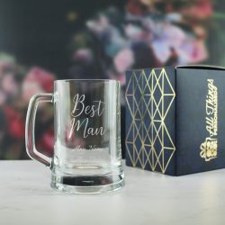 Engraved Wedding Guest Tankard, Grooms Man or Any Text, 16oz, Handwritten Font