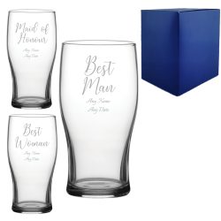 Engraved Wedding Guest Tulip, Grooms Man or Any Text, 20oz Glass, Handwritten Font