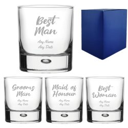 Engraved Wedding Guest Whiskey, Grooms Man or Any Text, 11.5oz, Script Font