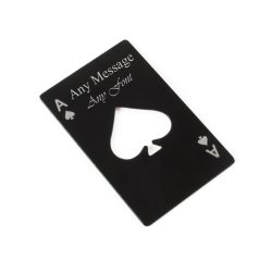 Engraved Steel Black Ace of Spades Bottle Opener Any Message