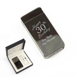 Engraved Electric Arc Lighter, Black, Happy 30th Birthday, Gift Boxed