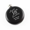 Engraved 5oz Round Black Hip Flask Happy 18th Birthday