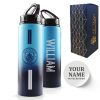 Official Printed Metal Manchester City Bottle, Personalise Any Name, Gift Boxed, Striped Design