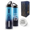 Official Printed Metal Manchester City Bottle, Personalise Any Number, Gift Boxed, Striped Design