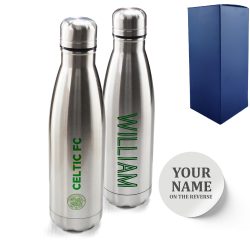 Official Printed Celtic Thermal Bottle Silver, Personalise Any Name, Gift Boxed