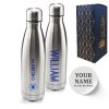 Official Printed Chelsea Thermal Bottle Silver, Personalise Any Name, Gift Boxed