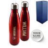 Official Printed Arsenal Thermal Bottle Painted, Personalise Any Name, Gift Boxed