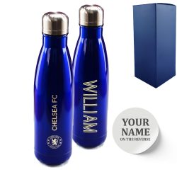 Official Printed Chelsea Thermal Bottle Painted, Personalise Any Name, Gift Boxed