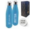 Official Printed Manchester City Thermal Bottle Painted, Personalise Any Name, Gift Boxed