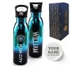 Official Printed Manchester City Metallic Water Bottle, Personalise Any Name, Gift Boxed