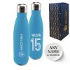 Official Printed Manchester City Thermal Bottle Painted, Personalise Name and Number, Gift Boxed