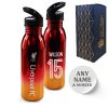 Official Printed Liverpool Metallic Water Bottle, Personalise Name and Number, Gift Boxed