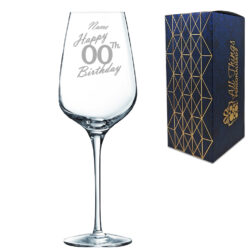 Engraved 450ml Sublym Wine Glass Custom Number Birthday Handwritten Design