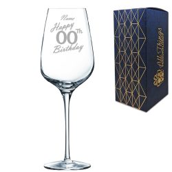 Engraved 450ml Sublym Wine Glass Custom Number Birthday Handwritten Design