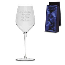 Engraved Wine Glass with Premium Satin Lined Gift Box