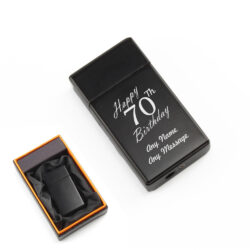 Engraved Jet Gas Lighter Black Happy 70th Birthday Gift Boxed