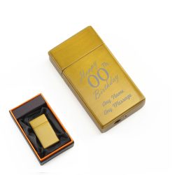 Engraved Jet Gas Lighter Gold Happy Custom Number Birthday Gift Boxed