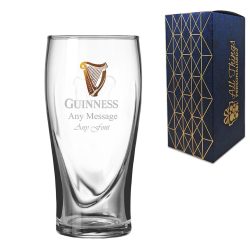 Official Gravity Guinness Pint Glass, Engraved with Any Message, Gift Boxed