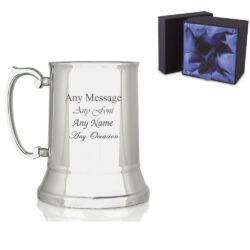 Engraved Stainless Steel Tankard Stein with Premium Satin Lined Gift Box