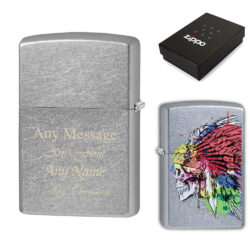 Engraved Skull with Headdress Official Zippo Windproof Lighter