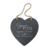 Engraved Hanging Heart Slate with You & Me, together forever Design