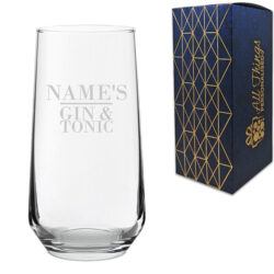 Engraved Allegra 16.5oz Hiball with Name's Gin and Tonic Design