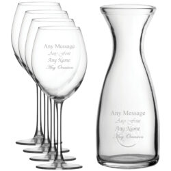 Personalised Engraved Set of 4 Enoteca Wine Glass and 1 Litre Carafe Set