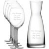 Personalised Engraved Set of 4 Enoteca Wine Glass and Contemporary Carafe Set