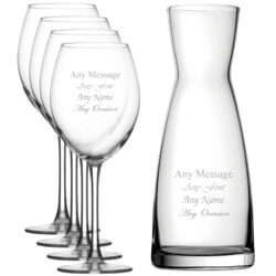 Personalised Engraved Set of 4 Enoteca Wine Glass and Contemporary Carafe Set