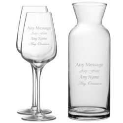 Personalised Engraved Set of 2 Sublym Wine Glass and Village Carafe Set