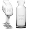 Personalised Engraved Set of 4 Sublym Wine Glass and Village Carafe Set