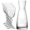 Personalised Engraved Set of 4 Crystal Jasmine Wine Glass and Contemporary Carafe Set