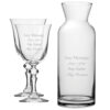 Personalised Engraved Set of 2 Crystal Jasmine Wine Glass and Village Carafe Set
