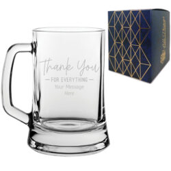 Engraved Beer Mug Stein with Thank You for Everything Design