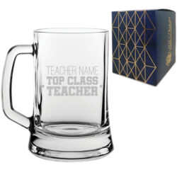 Engraved Teacher Beer Mug Stein with Top Class Teacher Design