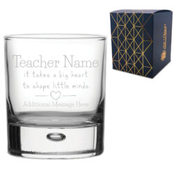 Engraved Whisky Glass with A Big Heart shapes Little Minds Design