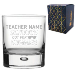 Engraved Teacher Whisky Glass with School's Out For Summer Design