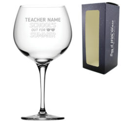 Engraved Teacher Gin Glass with School's Out For Summer Design
