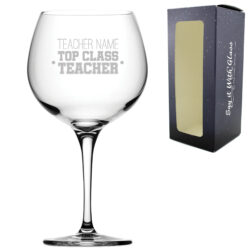 Engraved Gin Cocktail Glass with Top Class Teacher Design