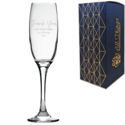 Engraved Champagne Flute with Thank You for Everything Design