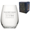 Engraved Teacher Stemless Wine Glass with School's Out For Summer Design