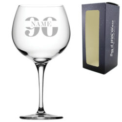 Engraved Primeur Gin Balloon Cocktail Glass with Name in 90 Design