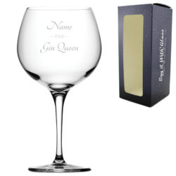 Engraved Primeur Gin Balloon Cocktail Glass with The Gin Queen Design, Personalise with Any Name