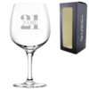 Engraved Spanish Gin Copa Balloon Cocktail Glass with Name in 21 Design